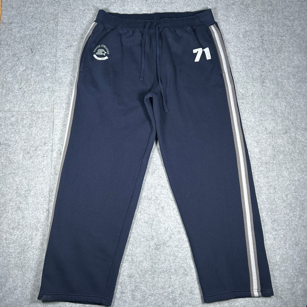 Starter sweatpants Men Large Navy Blue 71 Athletics Track Pants Joggers Y2K